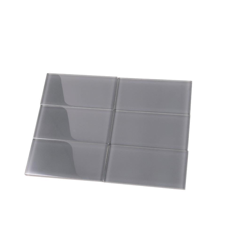 Glacier Dark Gray 3" x 6" Polished Glass Subway Tile | Tile Club