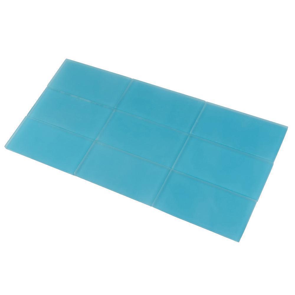 Glacier Laguna Blue 3X6 Frosted Glass Subway Tile | Tile Club
