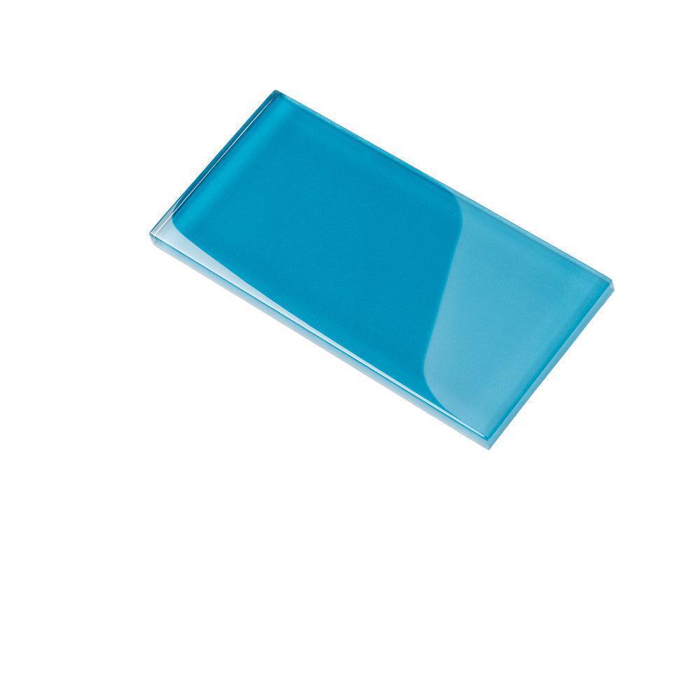 Glacier Ocean Blue 3" x 6" Polished Glass Subway Tile | Tile Club