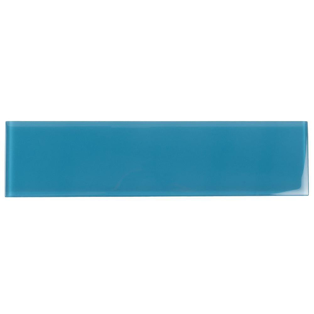 Glacier Ocean Blue 4X16 Polished Glass Tile