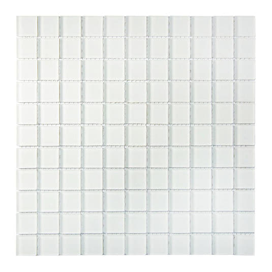 Glacier Pure White 1X1 Polished Glass Tile Sample