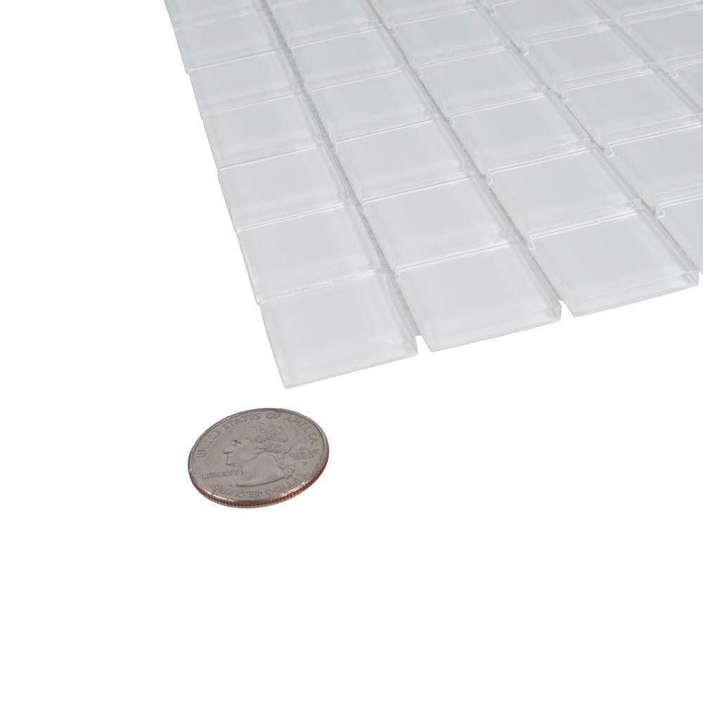 Glacier Pure White 1X1 Polished Glass Tile | Tile Club