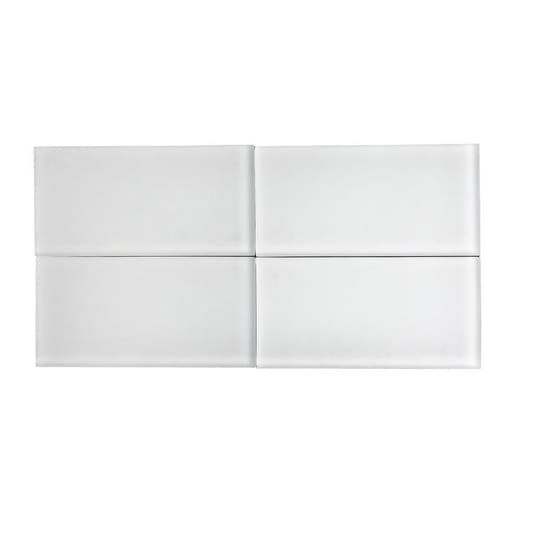 Glacier Pure White 3"x6" Frosted Glass Subway Tile | Tile Club
