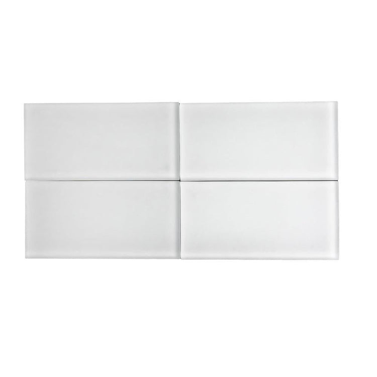 Glacier Pure White 3"x6" Frosted Glass Subway Tile | Tile Club
