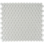 Glossy Gray Cream Buttons Porcelain Penny Round Tile