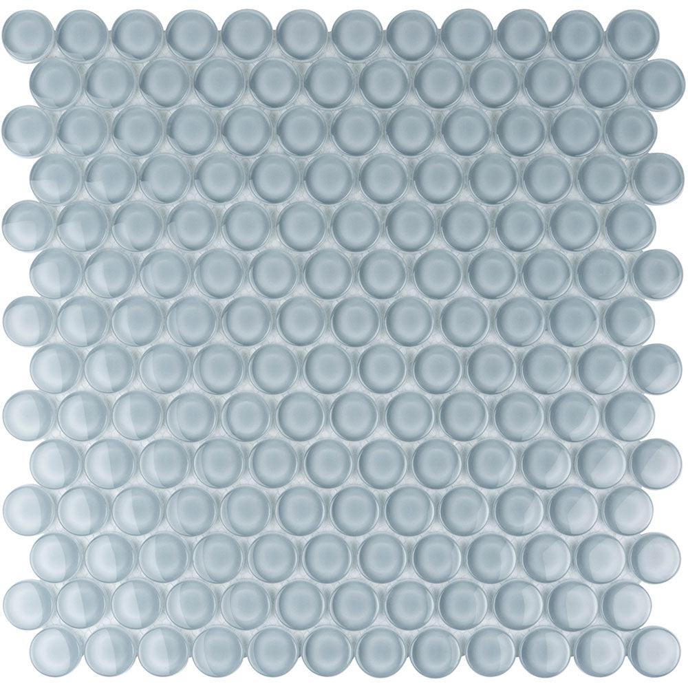 Gray Penny Round Glass Tile