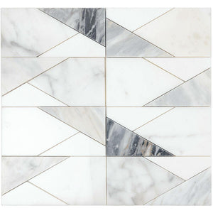 Gray and White Geometric Subway Tile Mosaic Sample