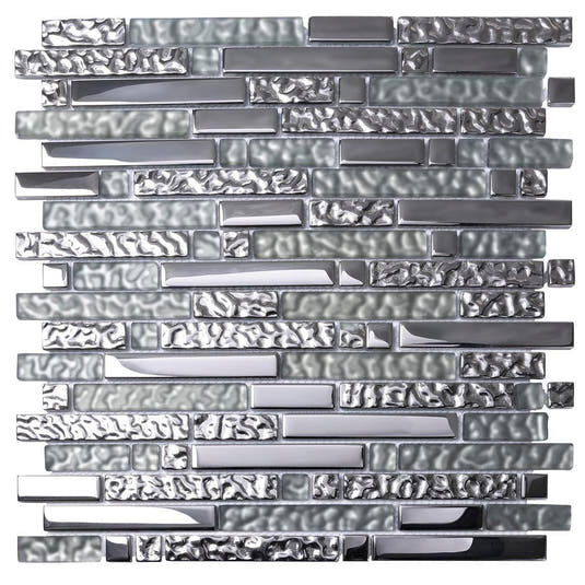 Tile Club | Hipster Lines Mosaic Tile Silver Glass Tile position: 1