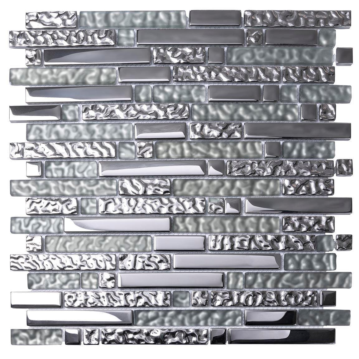 Tile Club | Hipster Lines Mosaic Tile Silver Glass Tile position: 1