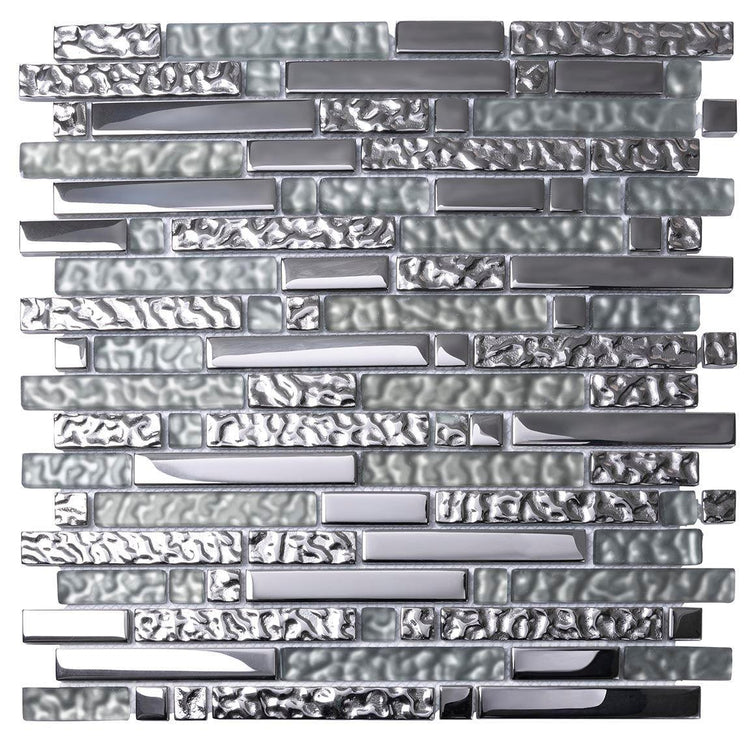 Tile Club | Hipster Lines Mosaic Tile Silver Glass Tile position: 1