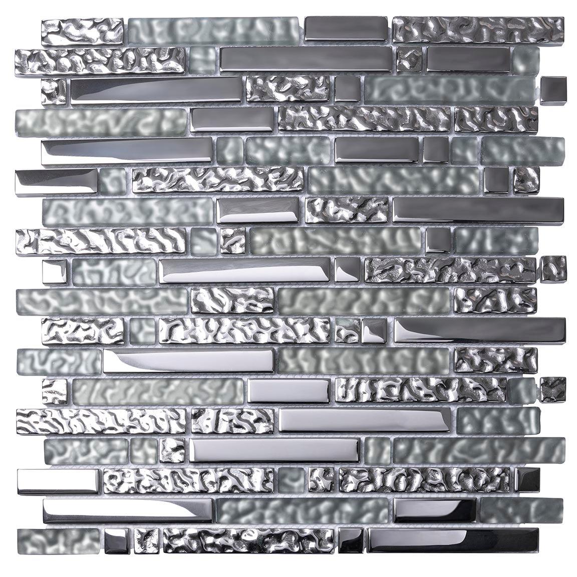 Tile Club | Hipster Lines Mosaic Tile Silver Glass Tile position: 1