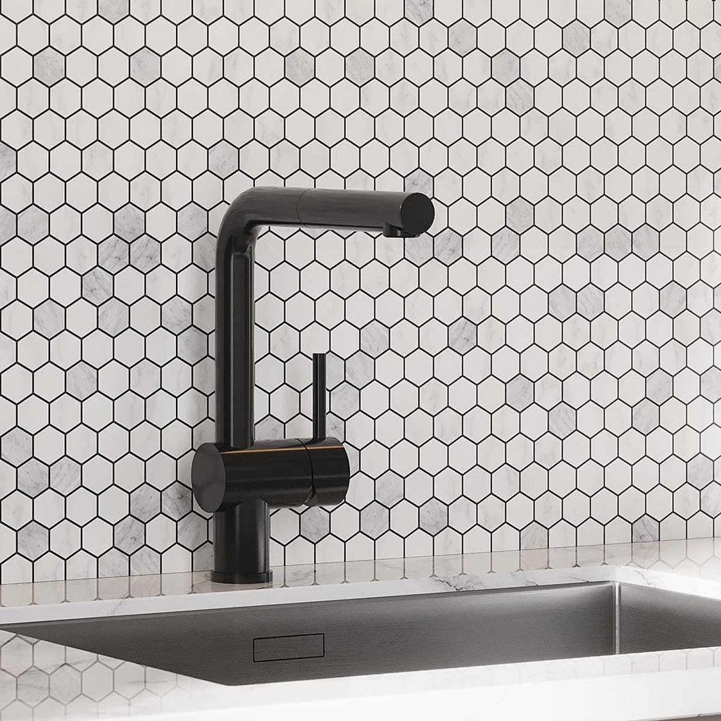 Carrara Hexagon Marble Mosaic Tile backsplash