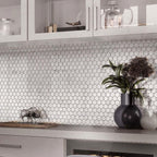 1 Inch White Carrara Hexagon Polished Marble Mosaic | Tile Club