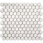 1 Inch White Carrara Hexagon Polished Marble Mosaic Tile