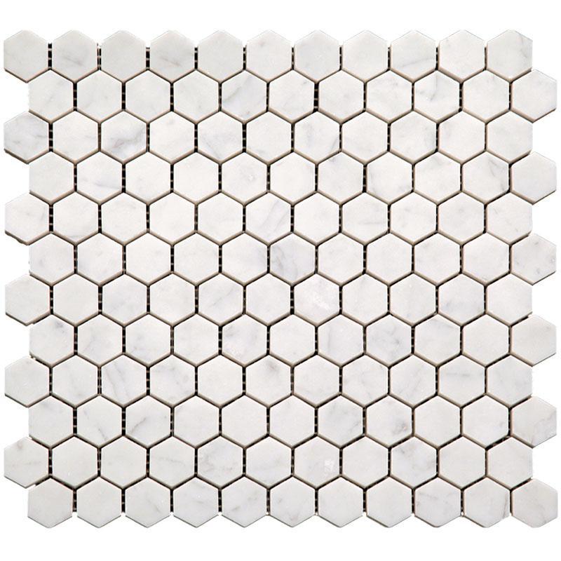 1 Inch White Carrara Hexagon Polished Marble Mosaic Tile Sample