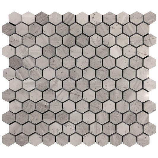 1 Inch Wooden Beige Hexagon Marble Mosaic Tile Sample