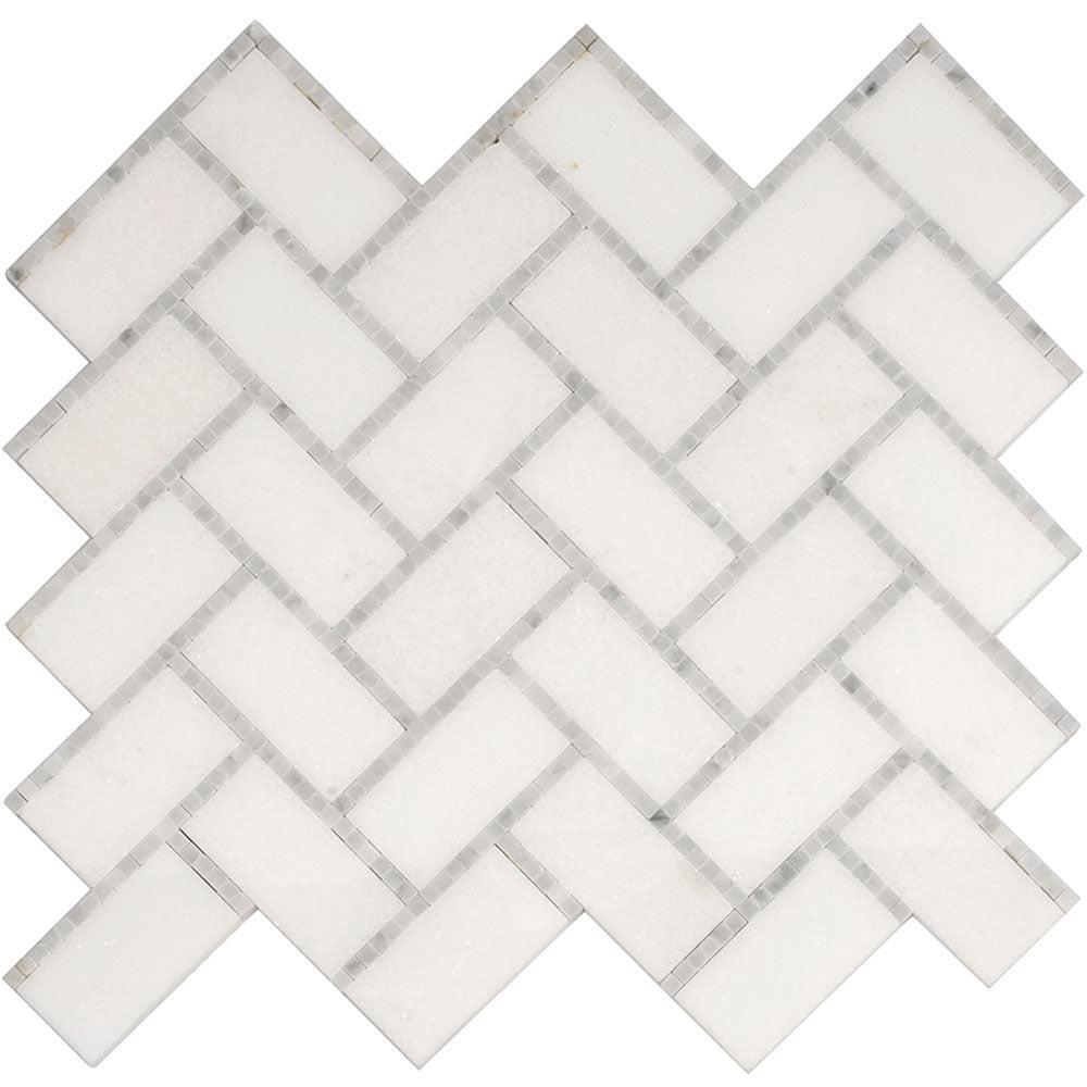 Lexington White Marble Mosaic Tile|Tile Club