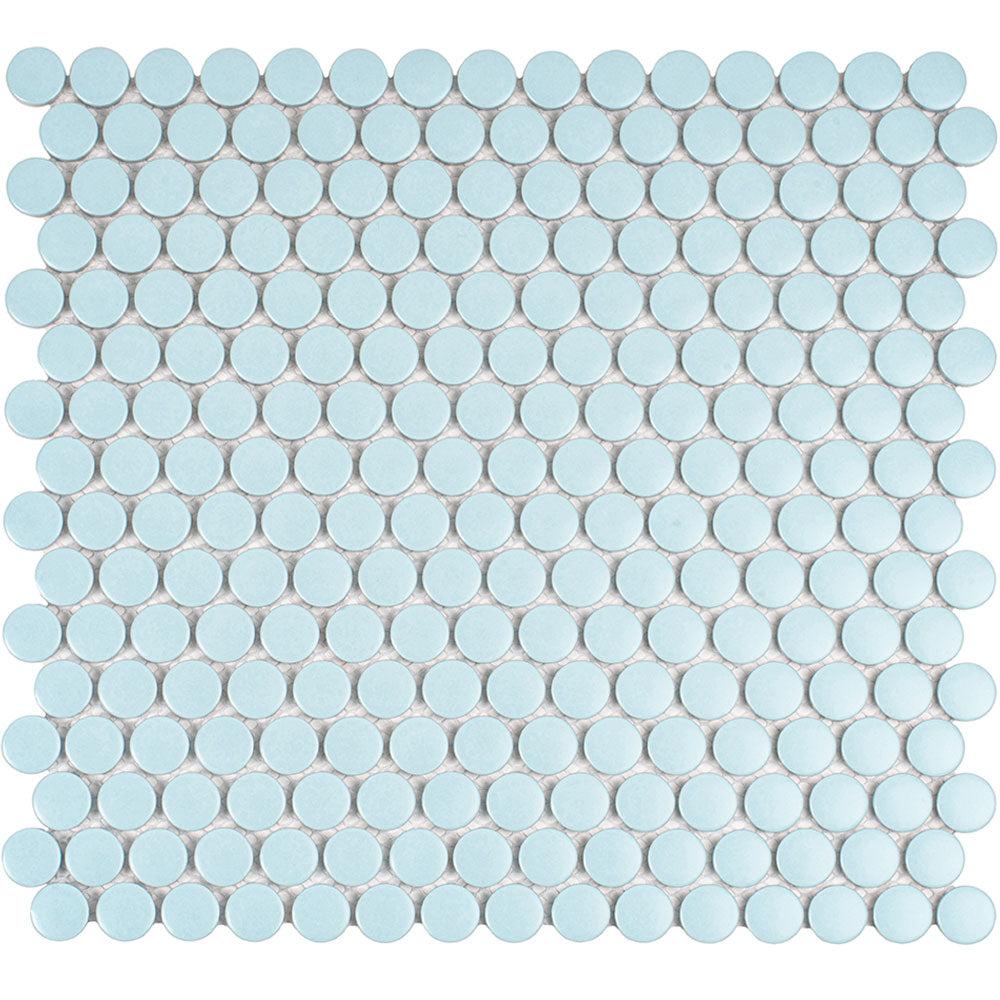 Light Blue Buttons Porcelain Penny Round Tile Sample