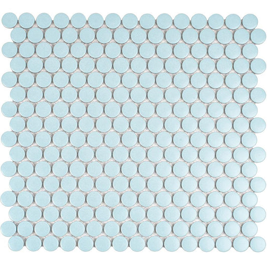 Light Blue Buttons Porcelain Penny Round Tile Sample