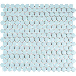 Light Blue Buttons Porcelain Penny Round Tile Sample