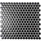 Matte Black Buttons Porcelain Penny Round Tile