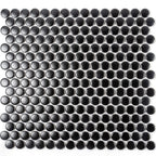 Matte Black Buttons Porcelain Penny Round Tile