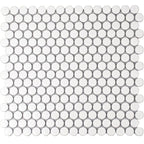 Matte White Buttons Porcelain Penny Round Tile