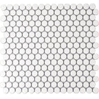Matte White Buttons Porcelain Penny Round Tile