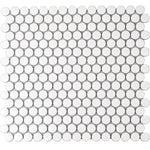 Matte White Buttons Porcelain Penny Round Tile Sample