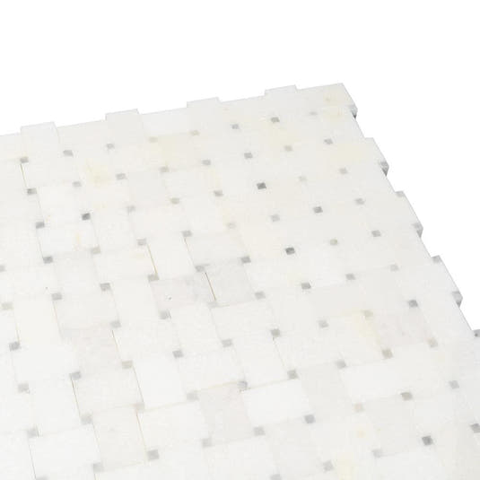Mini Basket Weave Thassos Marble Mosaic | Tile Club