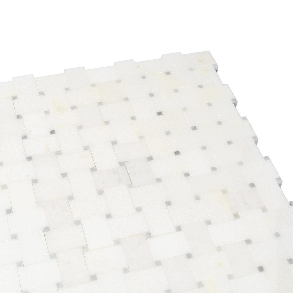 Mini Basket Weave Thassos Marble Mosaic | Tile Club