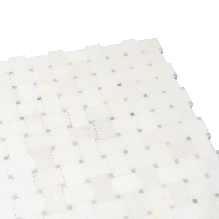 Mini Basket Weave Thassos Marble Mosaic | Tile Club