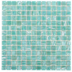 Mixed Blue Green Swirls Glossy Squares Glass Pool Tile