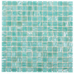Mixed Blue Green Swirls Glossy Squares Glass Pool Tile