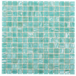 Mixed Blue Green Swirls Glossy Squares Glass Pool Tile
