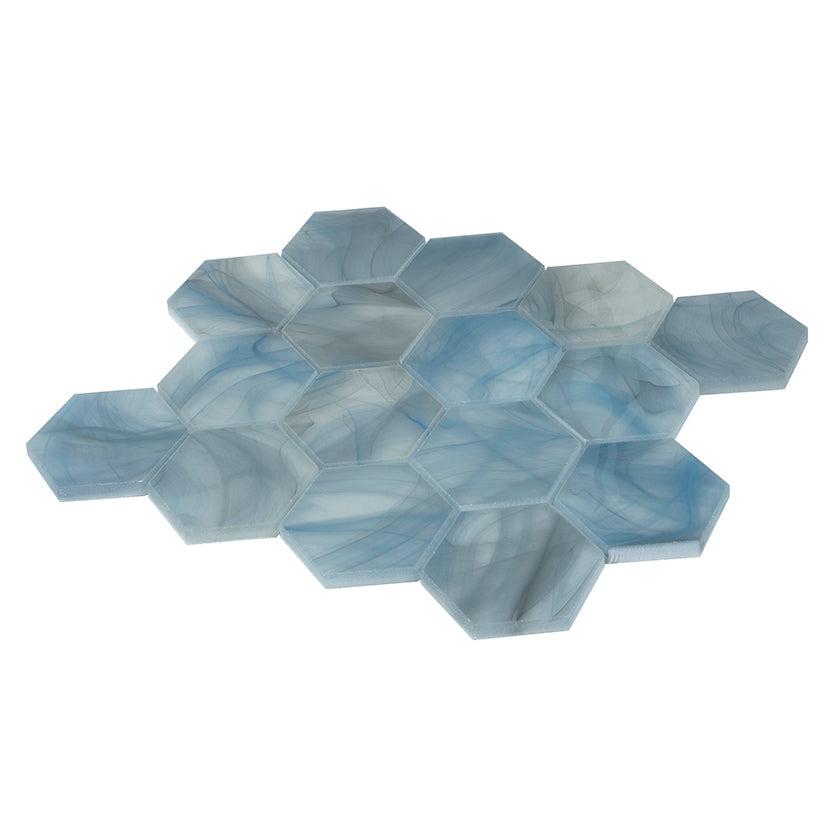 Sea Glass Hexagon Blue Mosaic Tile