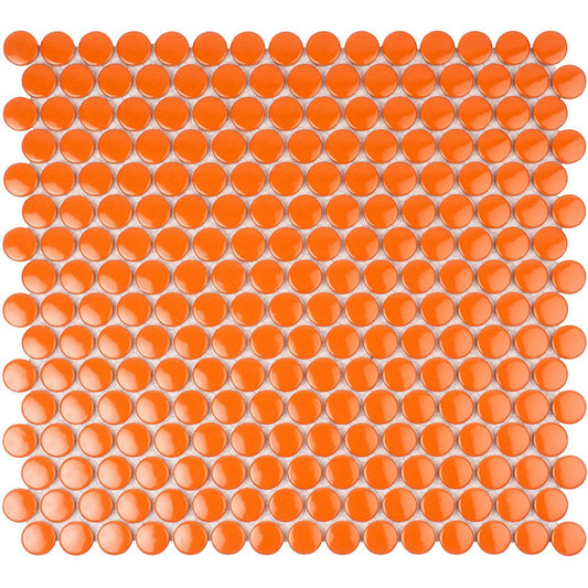 Orange Buttons Porcelain Penny Round Tile Sample