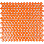 Orange Buttons Porcelain Penny Round Tile
