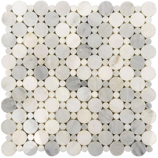 Eastern White Circles Marble Tile Sample
