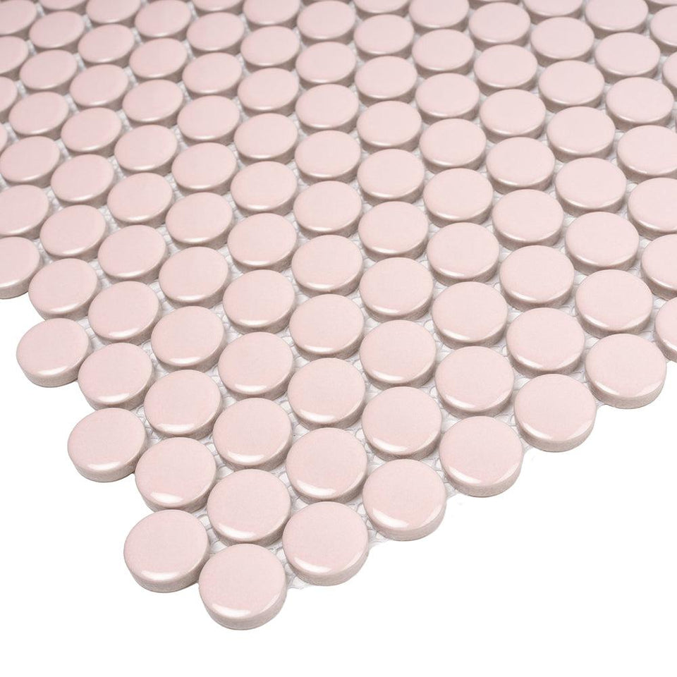 Pink Buttons Porcelain Penny Round Tile | Fun Wall, Shower, Pool – Tile ...