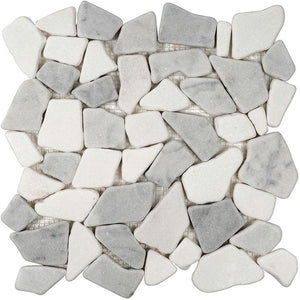 River Pebbles Carrara & Thassos Marble Tile
