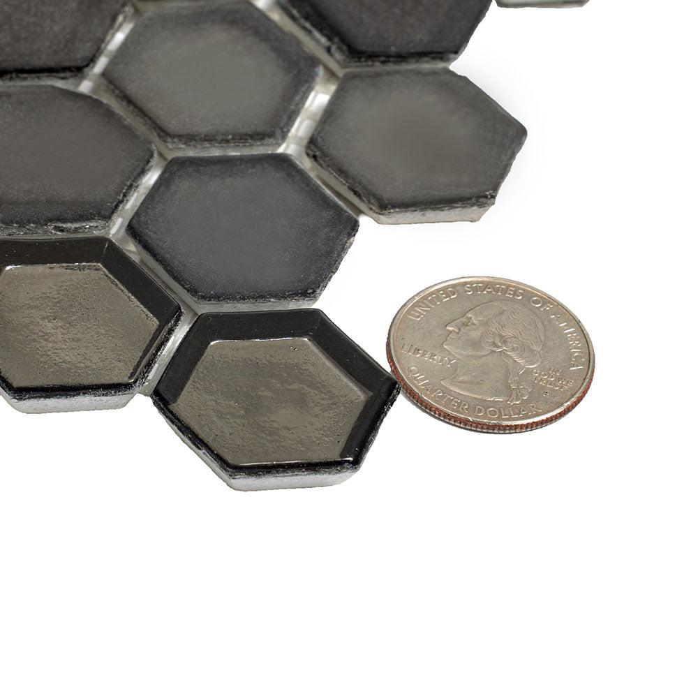Saturn Grey Hexagon Glass Mosaic Tile | Tile Club