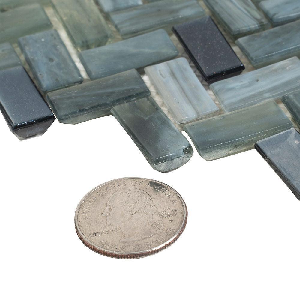 Sea Hues Herringbone Glass Mosaic Tile | Tile Club