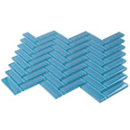 Sky Blue Herringbone Glass Tile | Tile Club