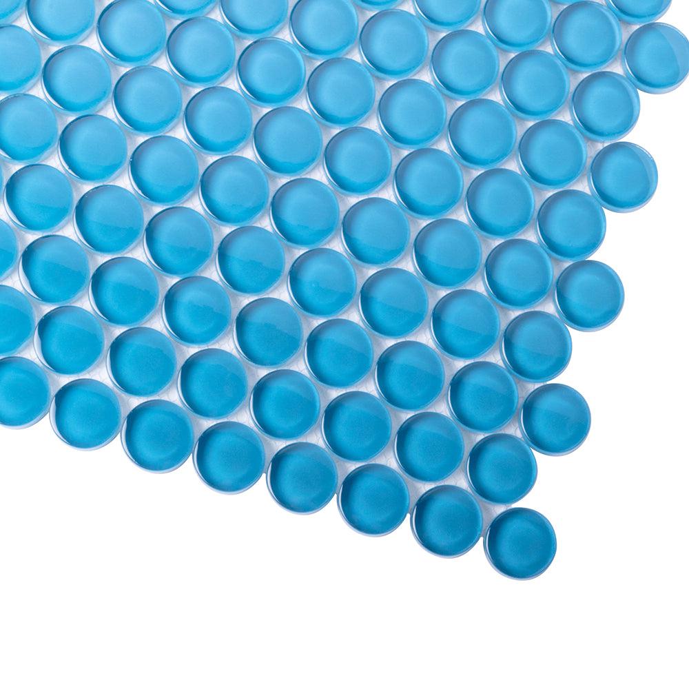Sky Blue Penny Round Glass Tile | Tile Club