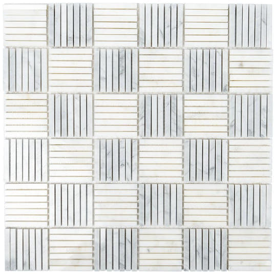 Sticks White Carrara Marble Mosaic Tile