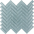 Chic Gray Herringbone Glass Tile