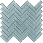 Chic Gray Herringbone Glass Tile