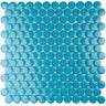 Sea Blue Penny Round Glass Tile