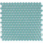 Teal Buttons Porcelain Penny Round Tile